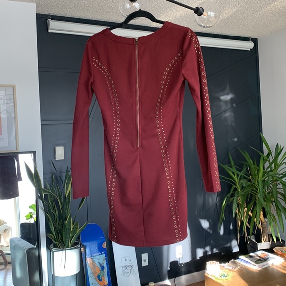 Long Sleeve Burgundy Dress - Picture 2 of 4